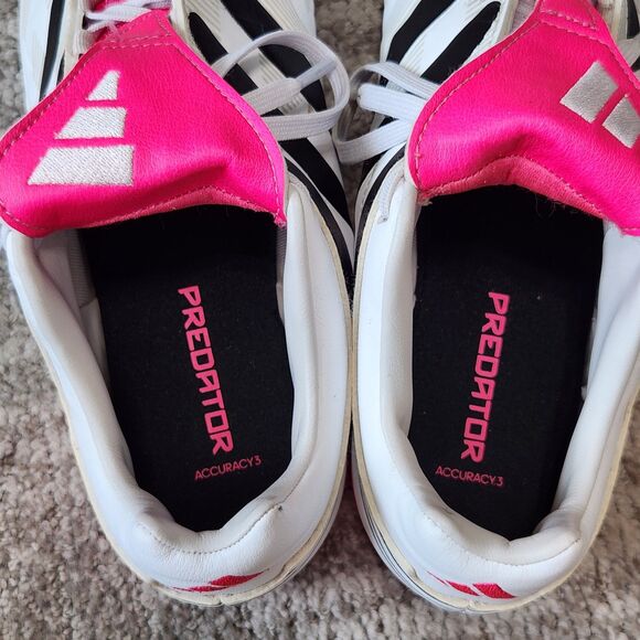 Adidas youth Predator Precision.3 FG soccer cleats white black pink size 6 - Picture 8 of 10